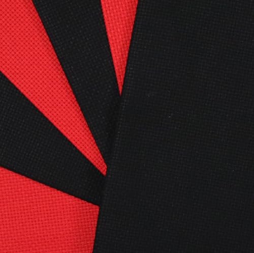 Image of KCS 4 /6 pc of 12 inch x 18 inch 30cmx45cm 16CT Counted Cotton Aida Cloth Cross Stitch Fabric (Red+Black, 6 pc)