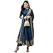 Khushal K Women's Rayon Flared Kurta & Palazzo With Dupatta Set (Teal Blue-L)