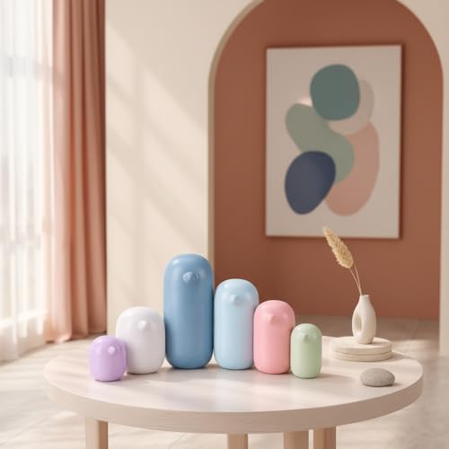 Image of Xtore Charming Pastel Penguin Sculpture Set for Home & Office Decor | Contemporary Minimalist Showpieces for Living Room, Desk, Shelf & Coffee Table Styling (Multicolor, Set of 6)