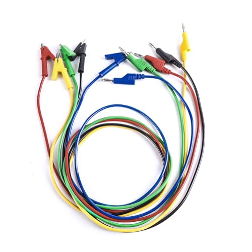 Image of Multimeter Banana Plug to Crocodile Alligator Clip Test Probe, 2PCS 4mm Stackable Colorful Silicone Banana Plug Wire Cable to Crocodile Clip Wire