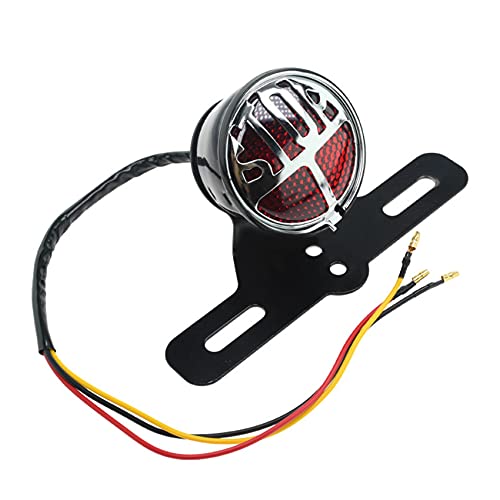 Ocnvlia Moto RéTro Feu ArrièRe Miller Stop Feu ArrièRe Plaque D'Immatriculation Support de Lampe ArrièRe Chopper Frein Feu Stop Noir