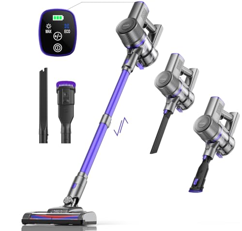 IAB Aspiradora sin Cable 160W 25000pa, 6 en 1 Aspiradora Escoba sin Cable, Autonomía 40 mins, Aspiradora sin Bolsa Potente, Escoba Aspiradora sin Cable para Suelos Alfombra Pelo de Mascotas Sofá