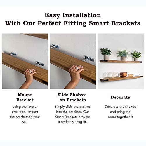 Willow & Grace Wood Floating Shelves For Wall Decor - Floating Shelves For Wall - Real Wood, Wall Shelf, For Bathroom, Kitchen, Living Room - Room Decor - Light Walnut 36" Hanging Shelves - Set Of 2 #TOP4