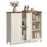 VASAGLE Badschrank, mit 2 Türen und offenen Fächern, 90 x 30 x 80 cm