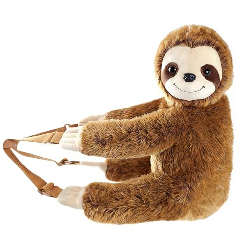 okegztoa Cozy Sloth Plush Backpack for Toddlers - 3D Stuffed Animal Daypack Soft Huggable Toy Bag with Adjustable Straps for Kids Boys & Girls Birthday Easter Gift (Baby Sloth)