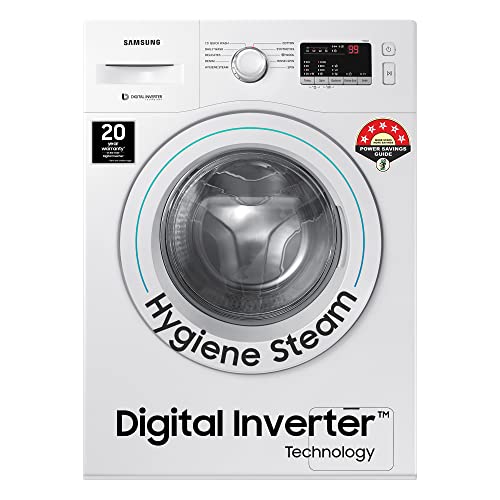 Image of Samsung 6.0 Kg Inverter 5 star Fully-Automatic Front Loading Washing Machine Appliance (WW61R20GLMW /TL, White, Hygiene steam)
