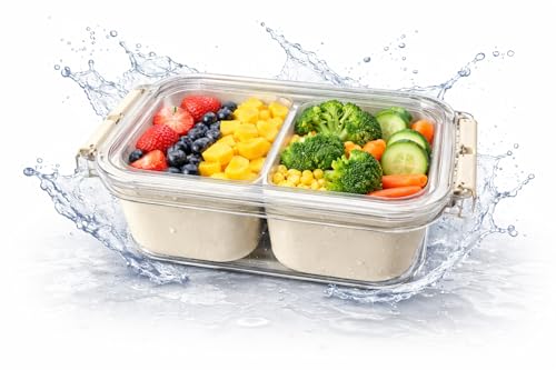 Image of Vasukie Divided Fridge Storage Boxes With 4 Serving Veggie Tray with Lid and Handle, Fridge Organizer with Removable 4 Compartment, Fridge Storage Containers (2 Small Compartment - 1PC)