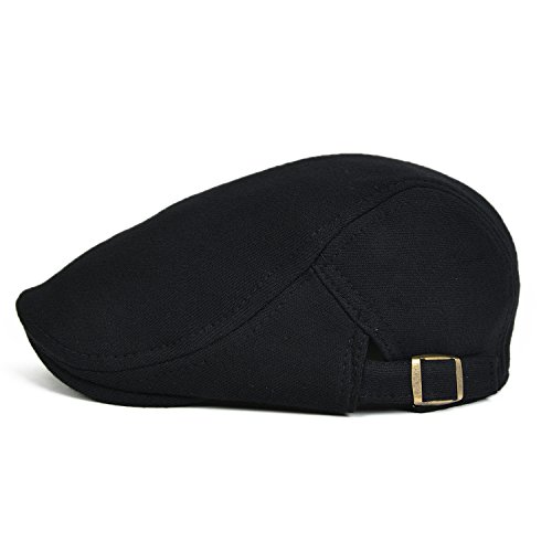 Voboom Men Newsboy Cap Cotton Flat Ivy Gatsby Driving Hat (Black) #TOP2