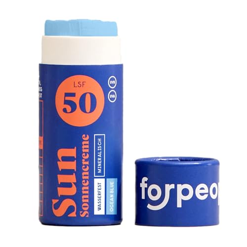 forpeople BIO Sonnencreme Stick LSF 50 · Wasserfeste Surf Sunscreen mit Zink · Mineralischer UV Filter · Für Kinder & Erwachsene · 100% natürlich · Farbe: Blau