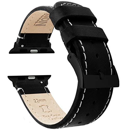Image of BARTON WATCH BANDS - Top Grain Leather Watch Bands Compatible with Apple Watch Models - 1, 2, 3, 4, 5, 6, 7, 8, 9, 10, SE, Ultra & Ultra 2