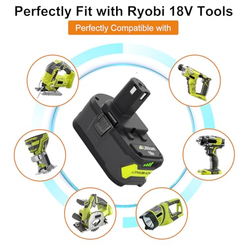 2-Pack-60Ah-18V-ONE-Li-ion-Battery-Charger-Combo-for-Ryobi-18V-Battery-for-Ryobi-18V-Battery-Charger-P117-P118-Compatible-with-Ryobi-Battery-18V-P102-P103-P104-P105-P107