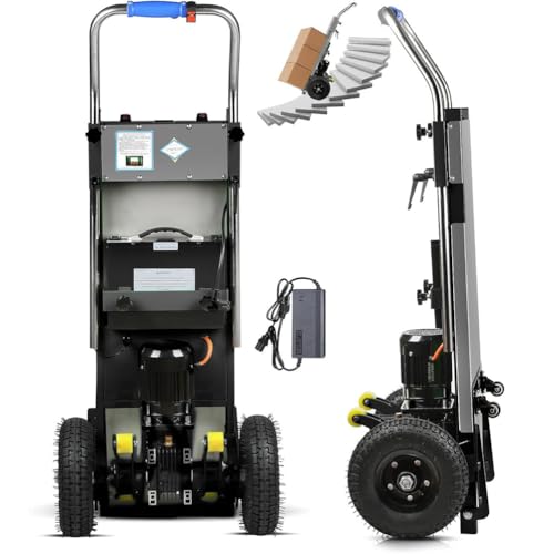 Genérico Subida De Escaleras EléCtrica Carretilla De Mano De Carga De 400kg Carretilla MóVil para Subir Escaleras De Servicio Pesado con Li-BateríA para Distribución LogíStica Almacén,C