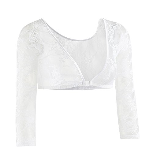 Sleevey Wonders Women's Basic 3/4 Length Lace Sleeve White Size Large