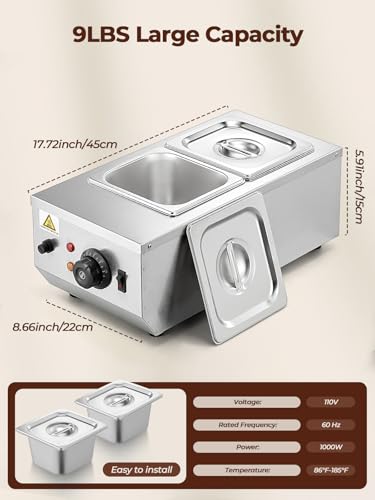 Chocolate Tempering Machine, 9LBS Chocolate Melting Pot, 86~185℉ Chocolate Warmer, 1000w Commercial Chocolate Melting Machine, Stainless Steel Electric Commercial Food Warmer For Milk Coffee Cheese - Thumbnail 5