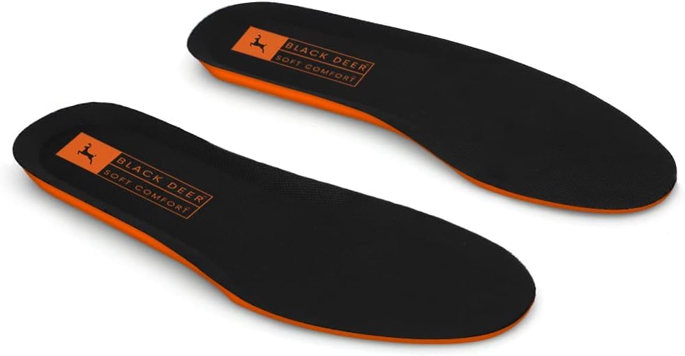 Image of BLACK DEER X30 Comfort Sports Insoles Cushioning and Breathable for Men and Women Insoles for Everyday Use and Work, Orange, WOMEN 10,5 | MEN 8,5