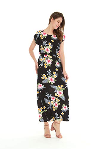 Image of Family Matching Hawaiian Clothes, Hibiscus Black | Black Hibiscus Print • Soft Rayon Fabric • Family Matching Outfits • Vacation Ready • Luau Party Wear