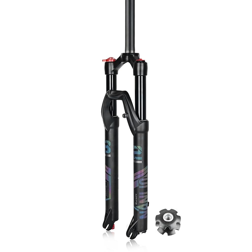 WIQUYBML Mountain Bike Suspension Fork 27.5/29inch Air Forks 1-1/8" Straight Bikes Travel 140mm Disc Brake Front Rebound Adjust QR 9mm Manual/Remote(Straight-manual,27.5")