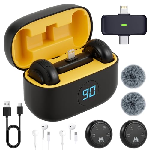 Kabelloses Lavalier-Mikrofon für iPhone/Android mit Ladehülle, intelligente Geräuschunterdrückung, magnetischer Clip, starke und extra lange Akkulaufzeit, kabelloses Mikrofon für Vlog, YouTube, TikTok