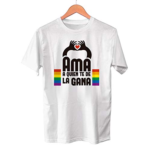 Muy Chulo Camisetas Ama a quien te de la GANA LGBTIQ+ (Negra, L)