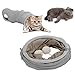 Foldable Cat Tunnel, S-Shaped Retractable Play Tube with Hanging Ball 46.5in Spring Steel Frame Collapsible Pet Toy for Kittens Puppies Rabbits Indoor Play