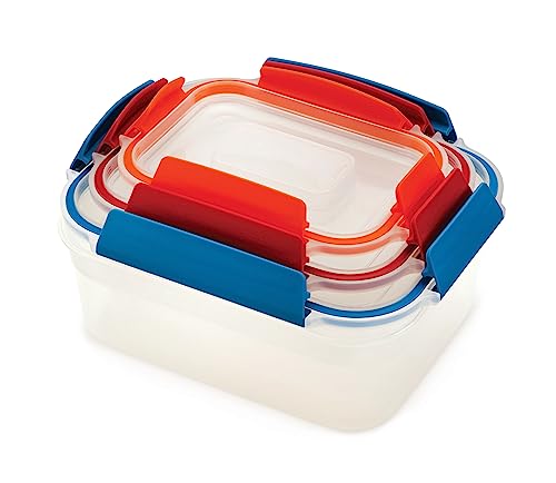 JOSEPH JOSEPH DUO Plastic 3-piece Food Storage Container Set with lockable, leakproof, airtight lids, BPA Free, Multicolour