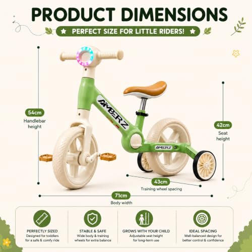 Image of Velo-Glide 3-in-1 Tricycle for Kids | Kids Cycle with Convertible Balance Bike, Training Wheels & Pedals | Adjustable Seat | Baby Cycle & Toddler Bicycle for Boys & Girls
