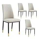 RDUEEI Modern Dining Chairs,Dining Room Chairs Set of 4,Grey Chair with Pu Leather and Chrome Leg High Back Sillas para Comedor,Sillas De Comedor Modernas 4 for Kitchen(LG-4)