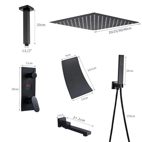 Ensemble de douche cascade noir pour éviter les variations de température