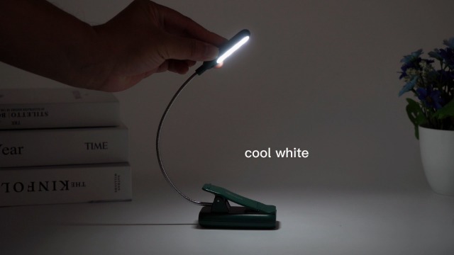 Image of VAVOFO Rechargeable Book Light for Reading in Bed Kids, 7 LED Reading Light with 9-Level Warm Cool White Daylight, Eye Care Lamp with Power Indicator for Bookworms (Green)
