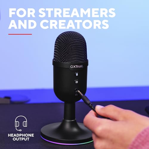 Trust Gaming GXT 236 Yami USB Condenser Streaming Microphone for Podcast, Twitch, Discord, ASMR, Youtube, Playstation 5, Gaming Mic with Cardioid Recording Pattern, Mute Button, RGB Light - Black - Image 5