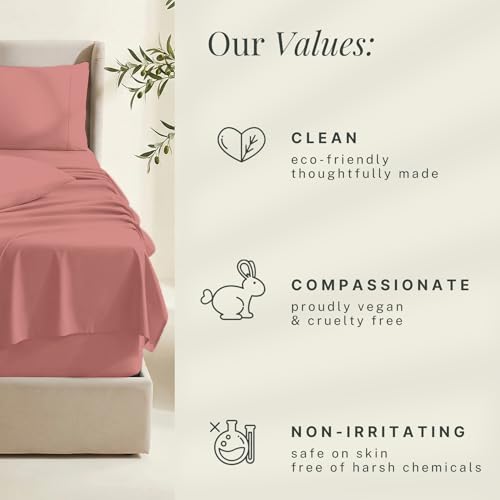 Image of Hearth & Harbor Extra Deep Pocket Sheets - Fits Mattress 18-24 Inches Deep - Extra Deep Pocket Twin Sheets Sets - 4 Piece Twin Size - Misty Rose