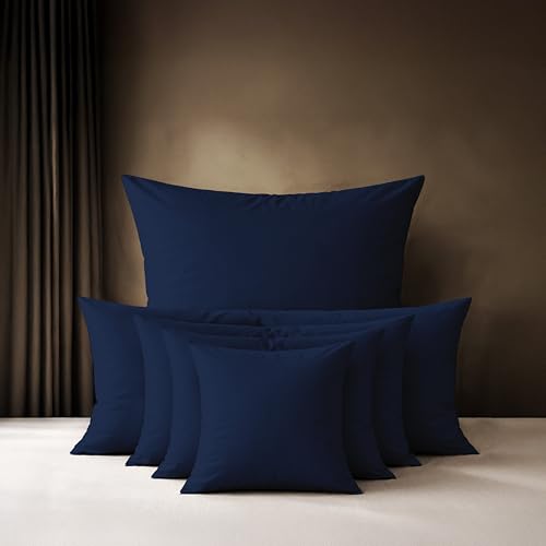 Lavea® Juego de 2 Fundas de Almohada 40 x 60 cm – Fundas de Cojín, 100% Algodón, Suaves y Transpirables, con Cremallera YKK de Calidad, Oeko-Tex – Azul Marino