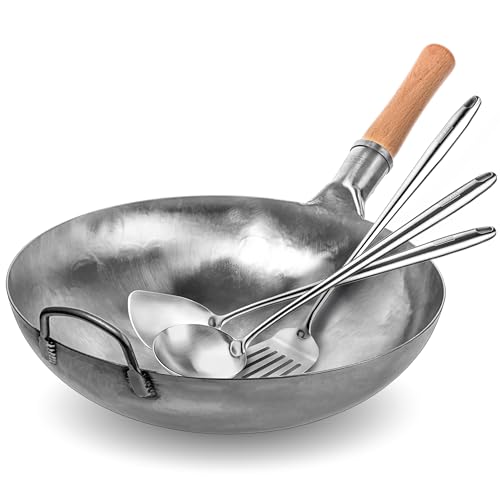 YOSUKATA Wok Redondo de Acero Carbono 14'' con Utensilios miniatura 1