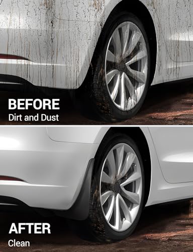 Image of BASENOR 2017-2023 Tesla Model 3 Mud Flaps Splash Guards Fenders (Proprietary Design) No Drilling No Tape Mudflaps All Weather Protector Mudguards for Model 3 Exterior Accessories (Set of 4)