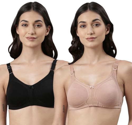 Image of Dollar Missy Pack of 2 Women's Combed Cotton Elastane Wire-Free Panelled Support Bra