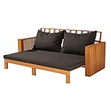 Pureday Gartensofa Meran - Outdoor Daybed - Inklusive Auflagen - Holz - Natur Schwarz