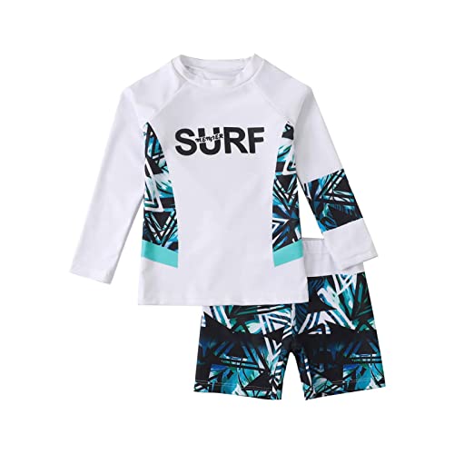 FEESHOW Kinder Badeset Jungen - UV Schutz Rashguard Mit Shorts & Badekappe
