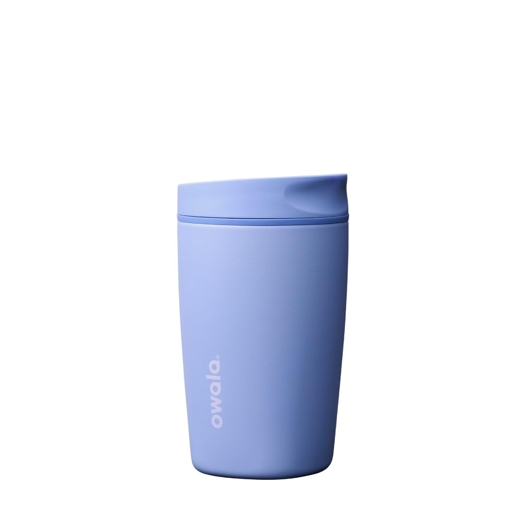 Owala SmoothSip Slider Insulated Stainless Steel Coffee Tumbler, Reusable Iced Coffee Cup, Hot Coffee Travel Mug, BPA Free 12 oz, Out of the Blue