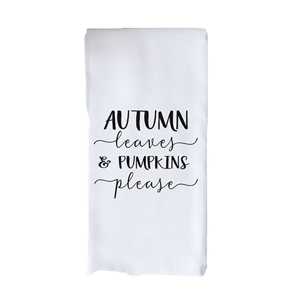 Tea Towel Flour Sack Towel Autumn Leaves & Pumpkins Please Napkin Mouth Cloth Kitchen Decor 28" x 28"(70x70cm) Color: Autumn Leaves & Pumpkins Please