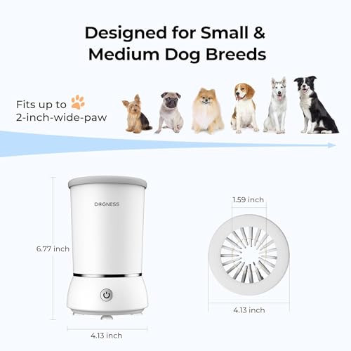 DOGNESS Automatisch Pfotenreiniger für Hunde, Elektrisch Hundepfoten Reiniger, USB Wiederaufladbar 360° Rundum Hunde Pfotenreiniger