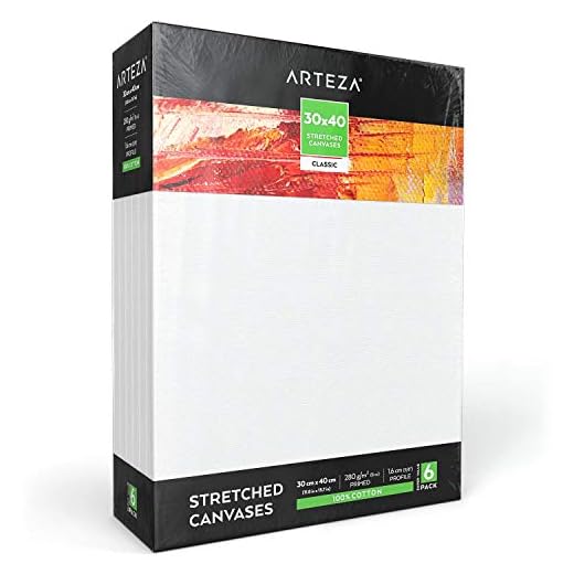 ARTEZA Lienzo para pintar cuadros | 30x40 cm | Pack de 6 | 100% algodón | Lienzos con imprimación de gesso de titanio sin ácidos | Ideales para profesionales, aficionados y principiantes