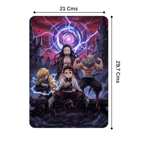 Image of Zesta Bathroom Decor Items Washroom Decor Tin Sign | Aesthetic Posters Wall Poster for Bedroom | Magnetic Cafe Decoration Items / Restaurant Decorations Items | Quirky Home Decor Bar Accent (Demon Slayer)