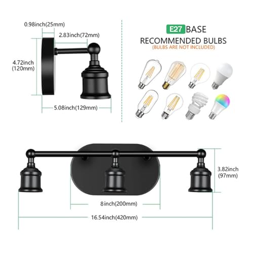 Aplique de pared E27 largo plateado de hierro para espejo de baño y dormitorio 6