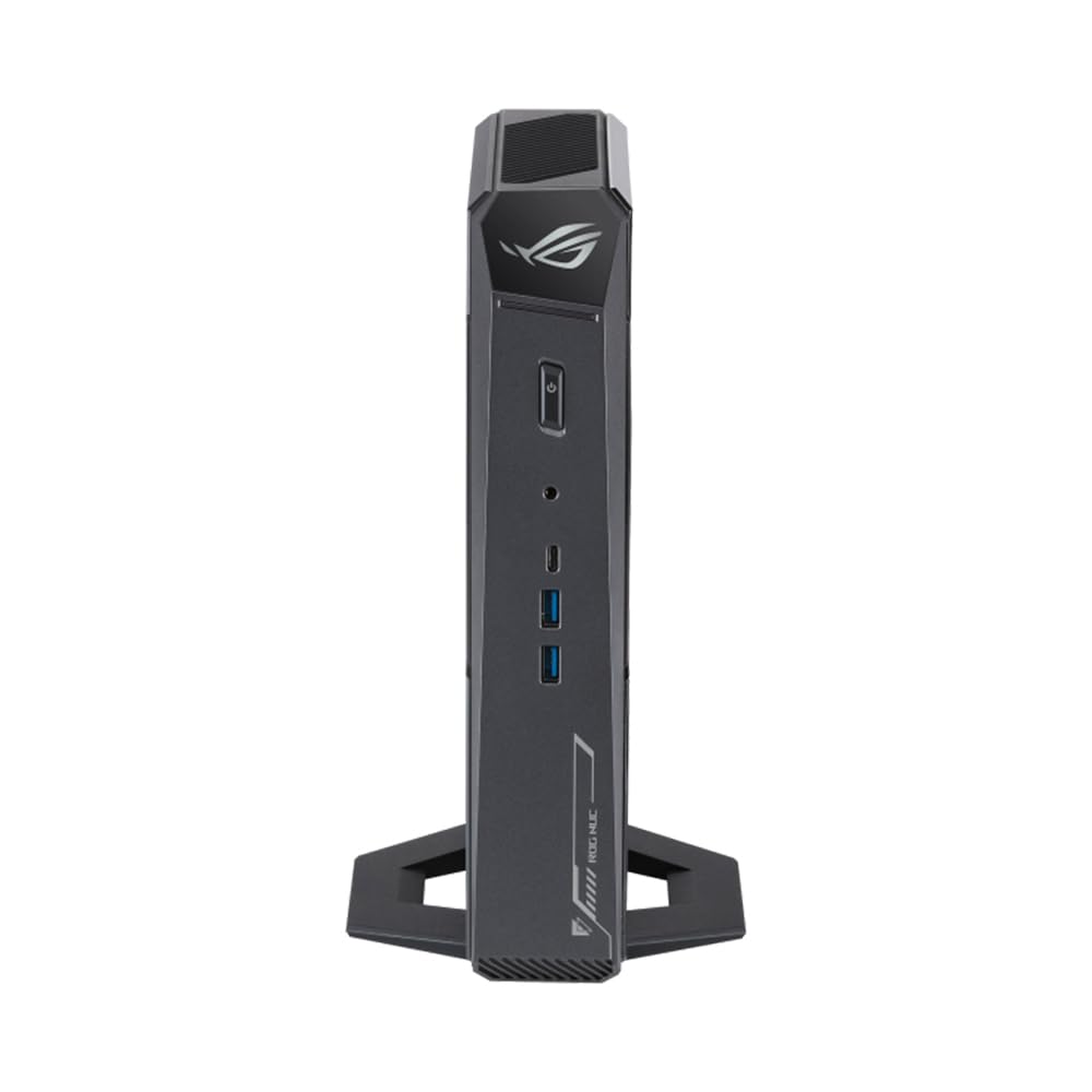 ROG NUC 2025 Mini PC con Intel Core Ultra 9 275HX, GPU GeForce RTX 5080, DDR5 da 32 GB, SSD da 1 TB, raffreddamento a tripla ventola, supporto per cinque display 4K, Wi-Fi 7, per giochi e AI.