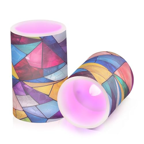 Image of Split Square Flameless Candles with Remote, Set of 2 Battery-Operated Pillar Candles for Home, Christmas, Party Decor