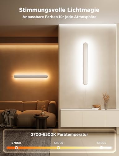 Govee RGBICW Wandleuchte Innen, Smart Wandlampe Kompatibel mit Matter, Alexa & Google Assistant, 1200lm LED Wandleuchte, Musik Sync, Indirekte Beleuchtung für Wohnzimmer, Treppe, Flur, 2 Stück 4