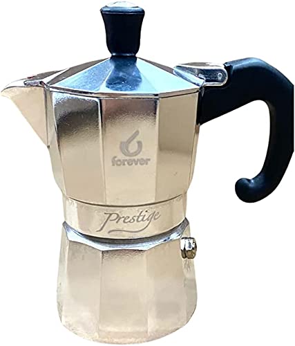 Miss Moka Evolution Caffettiera 2 Tazze - Doppio Uso: Cialde E.S.E. O Caffè Macinato, Alluminio Alimentare, Coperchio Trasparente, Forever