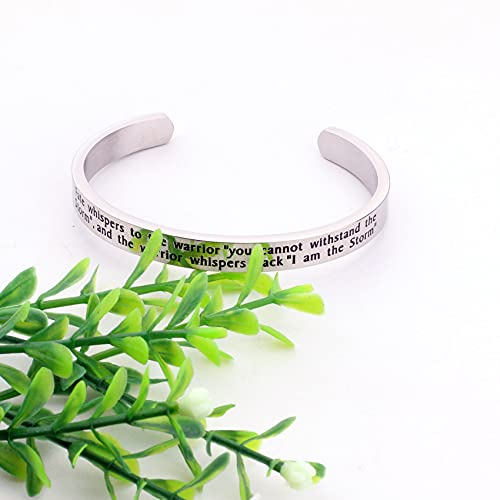 Inspirational Encouragement Gift I am The Storm Quote Bracelet Fate whispers to the warrior you cannot withstand the storm the warrior whispers Back2