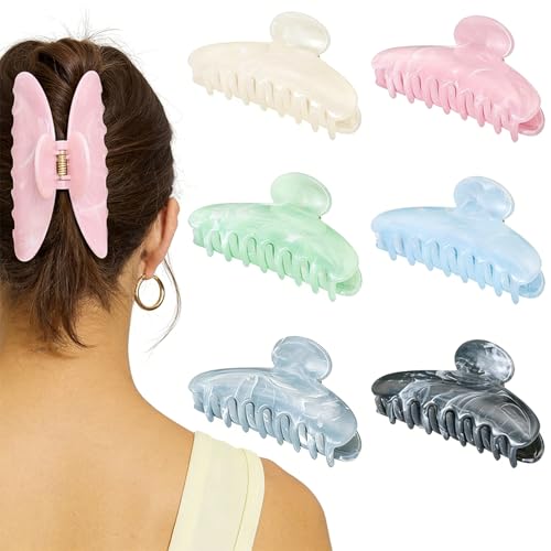 6 Pack Large Hair Claw Clips for Women – Strong Hold Non-Slip for Thick & Thin Hair, 4.3 Inch Matte Jaw Clips, Durable Plastic Hair Accessories for Everyday Styling & Gift