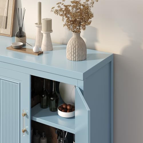 Jocoevol Buffet Cabinet with Storage, 55\" Blue Kitchen Storage Cabinet with Shelves, Modern Farmhouse Coffee Bar Station for Dining Room, Kitchen Buffet, Slate Blue
